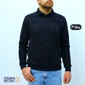 بلوز مردانه پنبه سلانیک یقه دار طرح دار