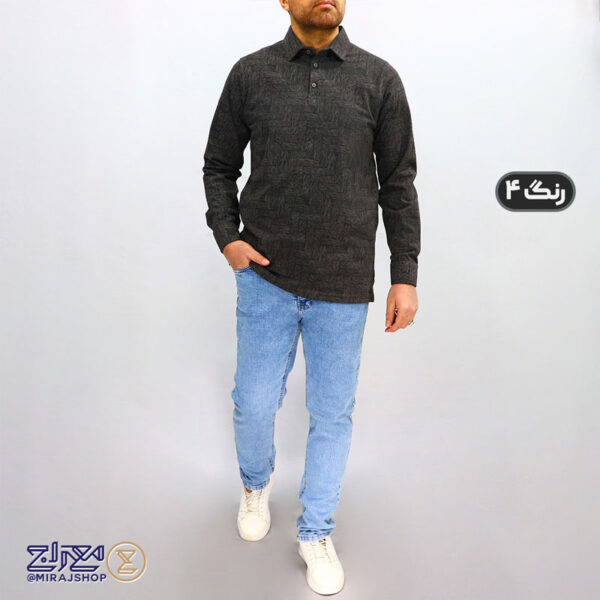 بلوز مردانه پنبه ماکان چاپی یقه دار