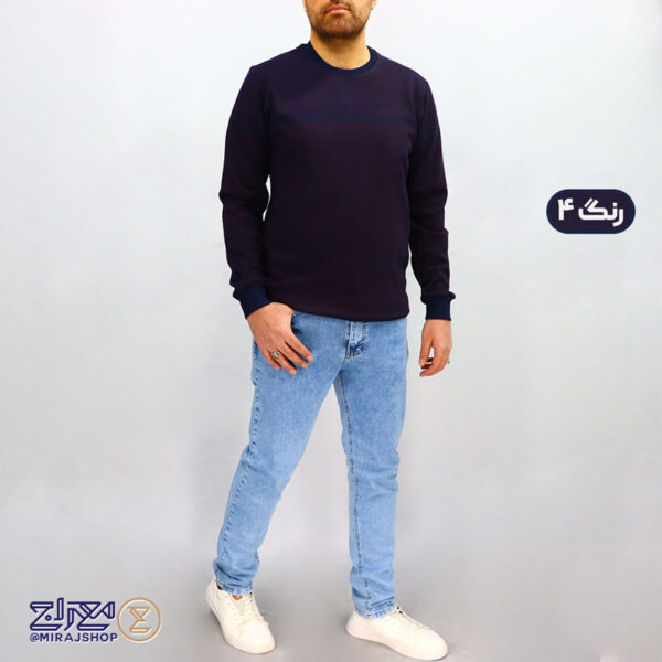 بلوز مردانه پنبه ژاکارد یقه گرد