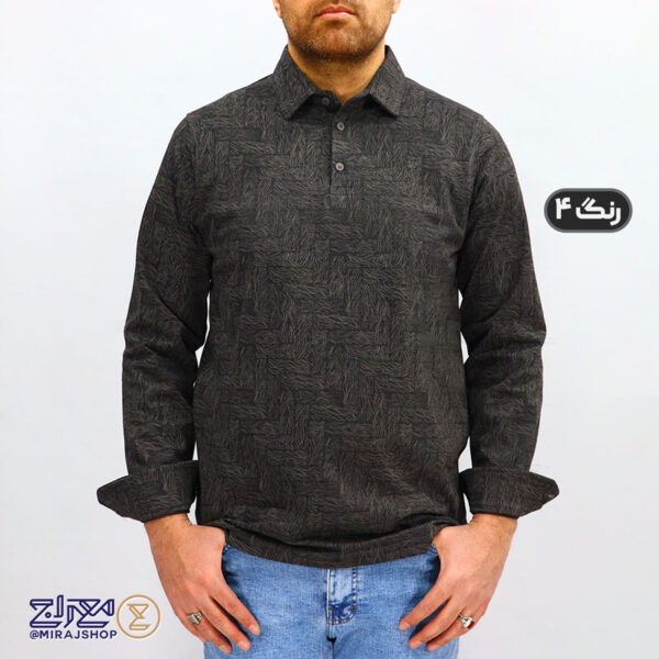 بلوز مردانه پنبه ماکان چاپی یقه دار