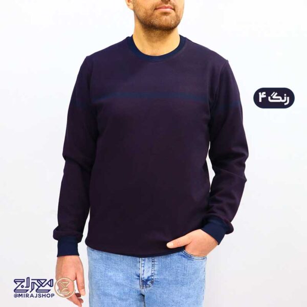 بلوز مردانه پنبه ژاکارد یقه گرد