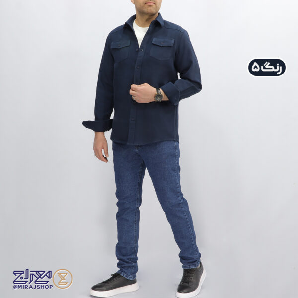 پیراهن مردانه کتان کجراه دو جیب
