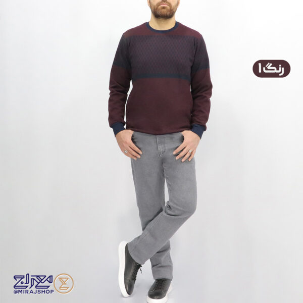 بلوز بهاره مردانه پنبه ژاکارد یقه گرد