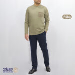 بلوز پنبه مردانه یقه گرد جیب دار