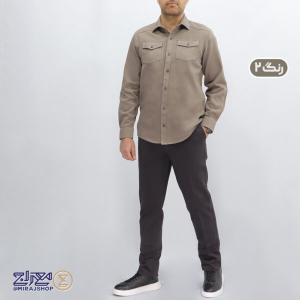 پیراهن مردانه کتان کجراه دو جیب