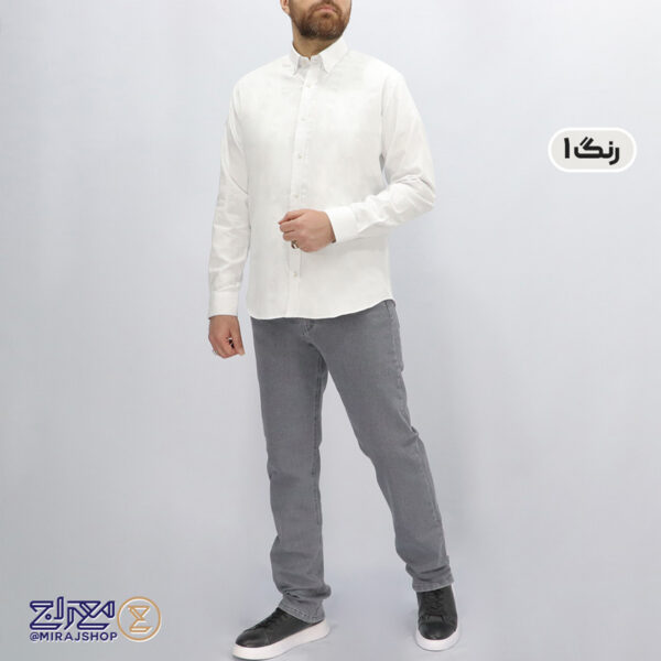 پیراهن مردانه پنبه کنفی ژاکارد بافت