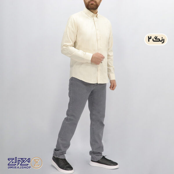 پیراهن مردانه پنبه کنفی ژاکارد بافت