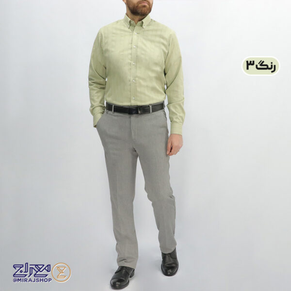 پیراهن مردانه پنبه کنفی ژاکارد بافت