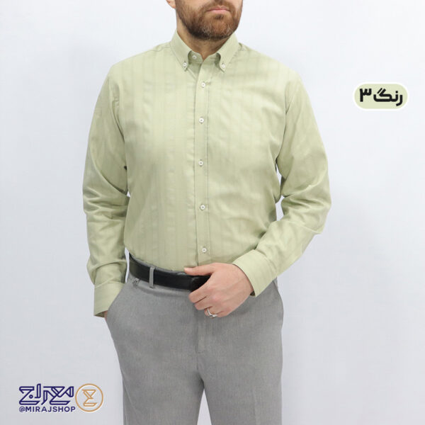 پیراهن مردانه پنبه کنفی ژاکارد بافت