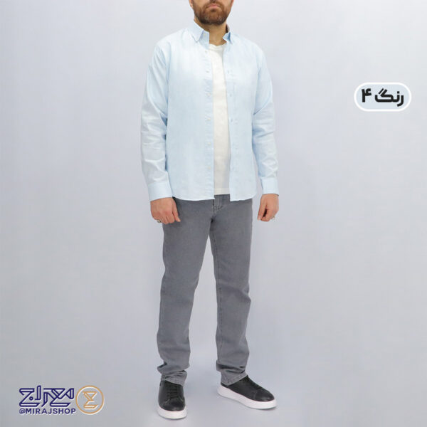 پیراهن مردانه پنبه کنفی ژاکارد بافت