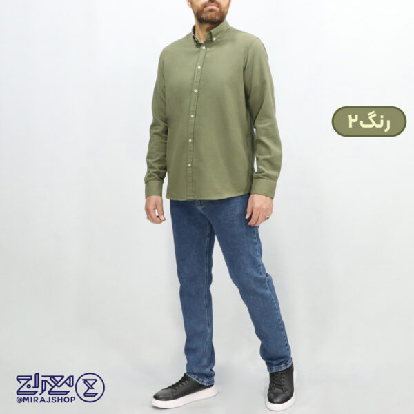 پیراهن مردانه پنبه کنفی یقه دار