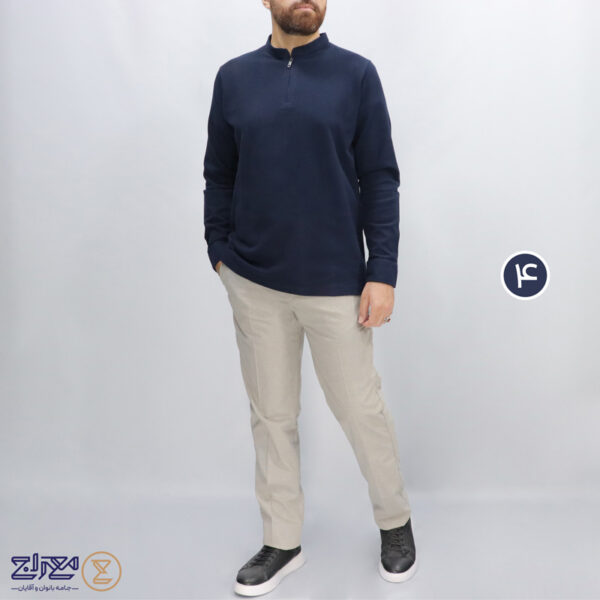 بلوز مردانه پنبه نیم زیپ حصیری
