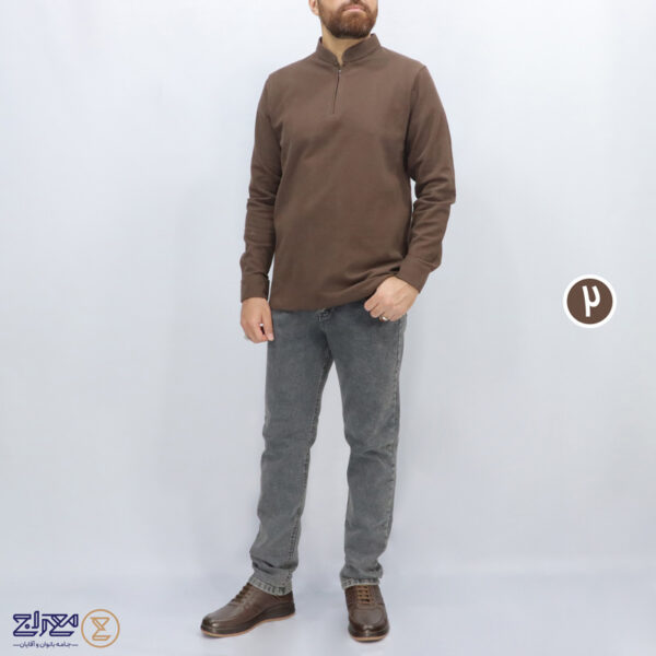 بلوز مردانه پنبه نیم زیپ حصیری