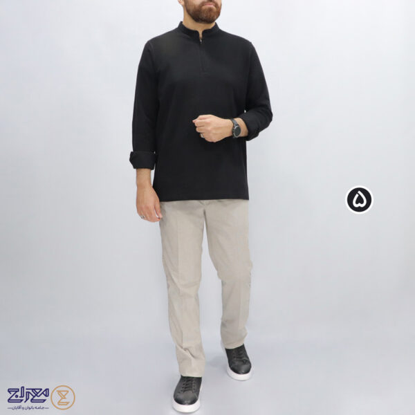 بلوز مردانه پنبه نیم زیپ حصیری