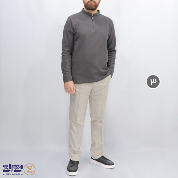 بلوز مردانه پنبه نیم زیپ حصیری