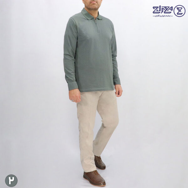 بلوز مردانه پنبه ژاکارد نیم زیپ