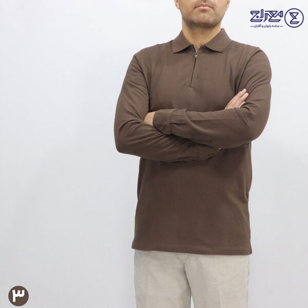 بلوز مردانه پنبه ژاکارد نیم زیپ