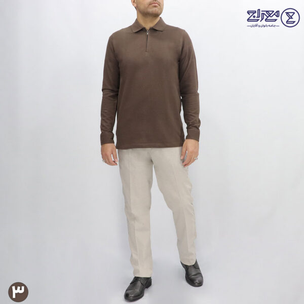 بلوز مردانه پنبه ژاکارد نیم زیپ