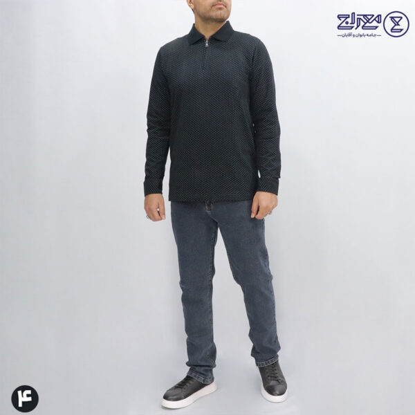 بلوز مردانه پنبه ژاکارد نیم زیپ